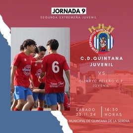 El CD Quintana Juvenil se mide al Olimpyc Peleño en el Municipal de Quintana