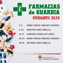 Publicado el horario de las farmacias para el mes de diciembre