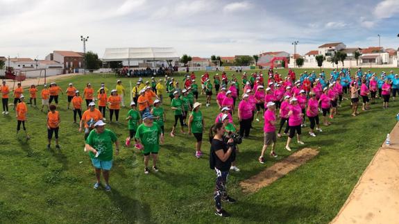 Durante el calentamiento de los equipos 