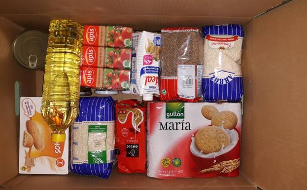 Contenido de las cajas que se repartirán. 