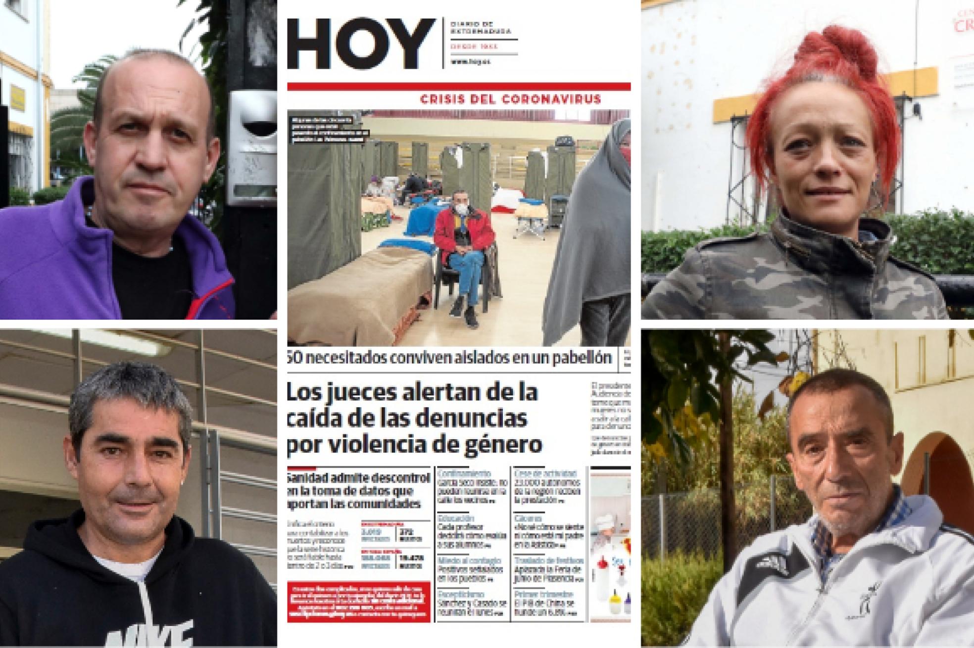 José Antonio. Bibiano, Celeste y José Ramón. En el centro, la portada de HOY en la que sale José Ramón.