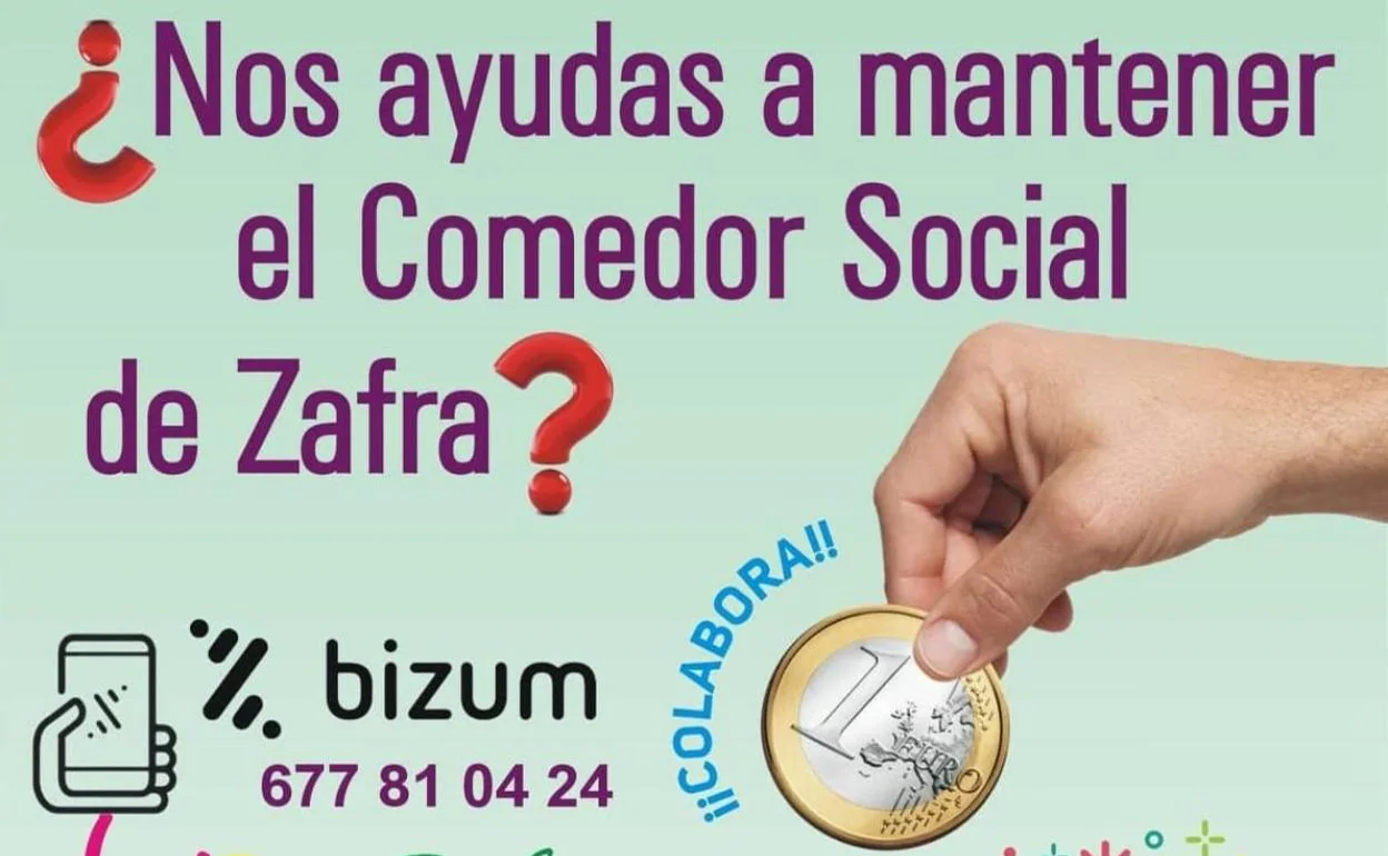 Zafra Solidaria inicia una campaña de recaudación de fondos para su comedor social a través de Bizum