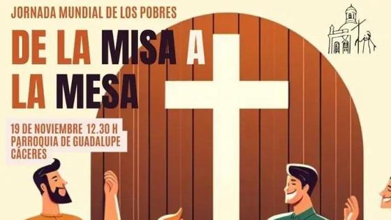 La parroquia de Guadalupe en Cáceres promueve 'De la misa a la mesa' en la Jornada Mundial de los Pobres