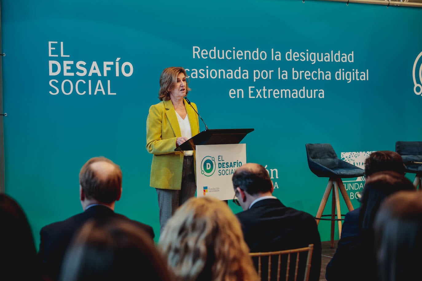 La presidenta de la Fundación Caja Extremadura, Pilar García Ceballos-Zúñiga, durante su intervención en el acto