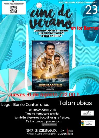 'Uncharted' cierra el ciclo de cine de verano en Talarrubias