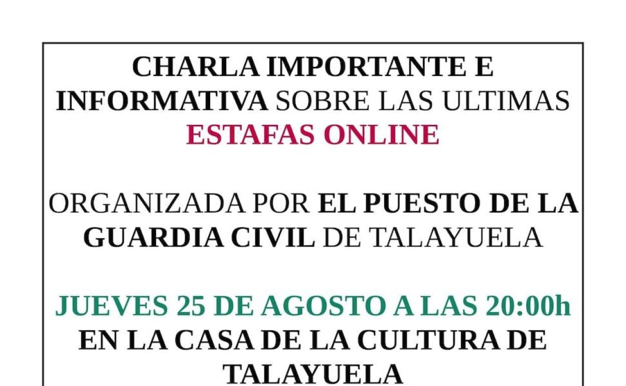 La Guardia Civil de Talayuela organiza varias charlas para alertar a la población contra las estafas online