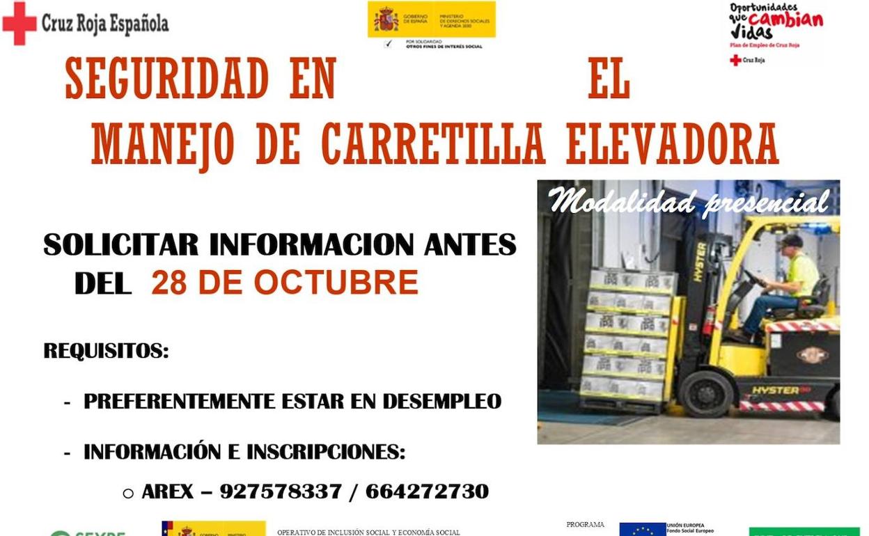 Abierto el plazo de inscripción del curso de carretilla elevadora