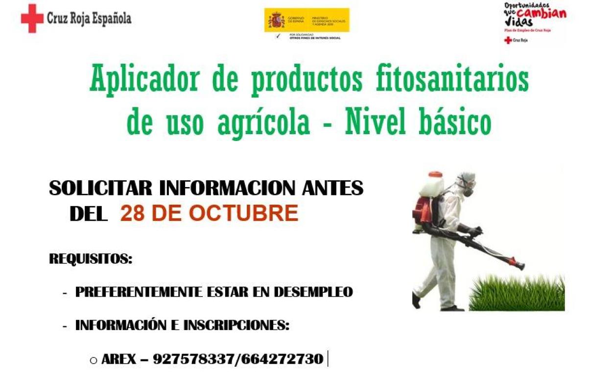 Abierto el plazo de inscripción del curso de Curso aplicador de productos fitosanitarios Nivel Básico