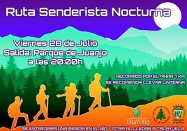 La ruta senderista nocturna saldrá desde el Parque de Juanjo