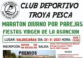 El Club Troya Pesca organiza un Maratón Diurno Por Parejas por las Fiestas de la Virgen de la Asunción