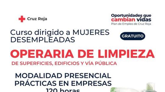 Cruz Roja convoca un curso gratuito de operaria de limpieza
