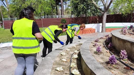 Los alumnos del curso de Auxiliar de Jardinería de realizan sus prácticas de campo