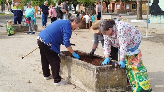 Vecinos de Santa María participan en unas jornadas de plantación de flores