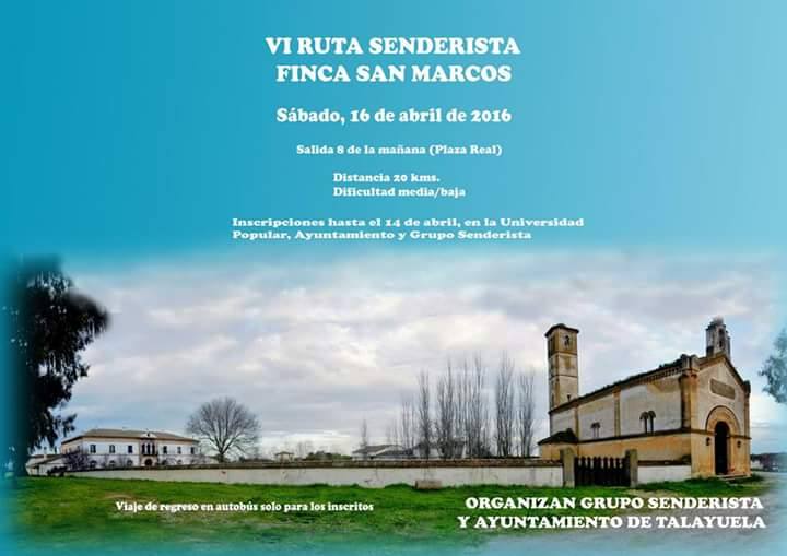 Termina el plazo para apuntarse a la VI Ruta Senderista "Finca de San Marcos"