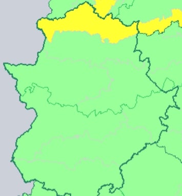 El norte de Extremadura estará mañana en alerta amarilla por lluvias