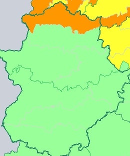 La alerta por lluvia y viento continuará en el norte de Cáceres hasta el sábado