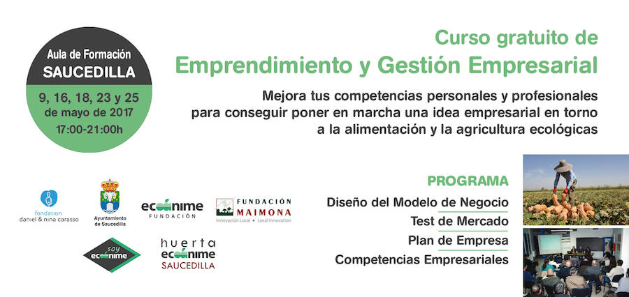Curso gratuito en Saucedilla de Emprendimiento y Gestión Empresarial en el marco del proyecto “Soy ecoánime”