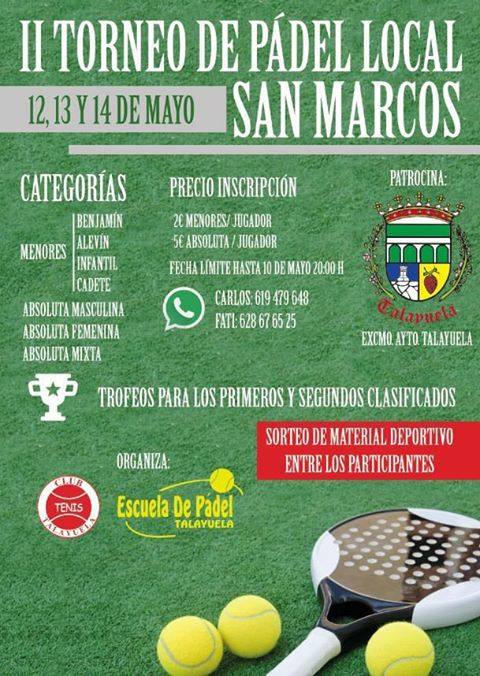 Aplazado el Torneo de Pádel San Marcos por riesgo de lluvia