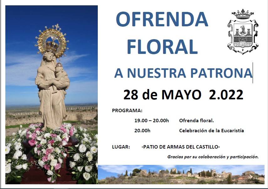 La ofrenda floral a la Patrona tendrá lugar el 28 de mayo