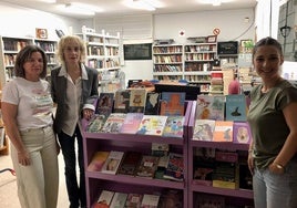 Una de las bibliotecas montadas con los diferentes volúmenes