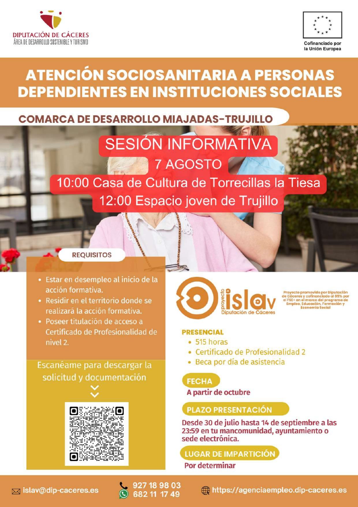 Jornadas informativas este jueves sobre los cursos del proyecto Isla V de 'Atención sociosanitaria y de 'Cocina'
