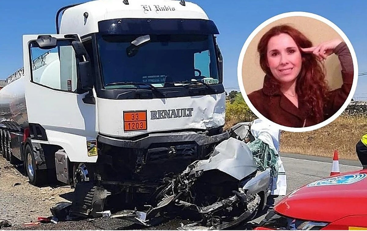 En la imagen principal, estado en el que han quedado los vehículos. En la foto detalle, Laura, una de las víctimas mortales