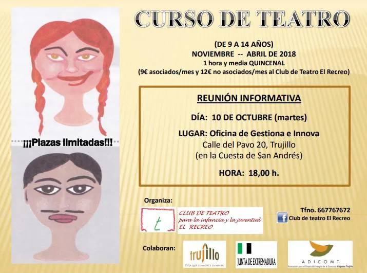 Curso de teatro para menores a partir de noviembre