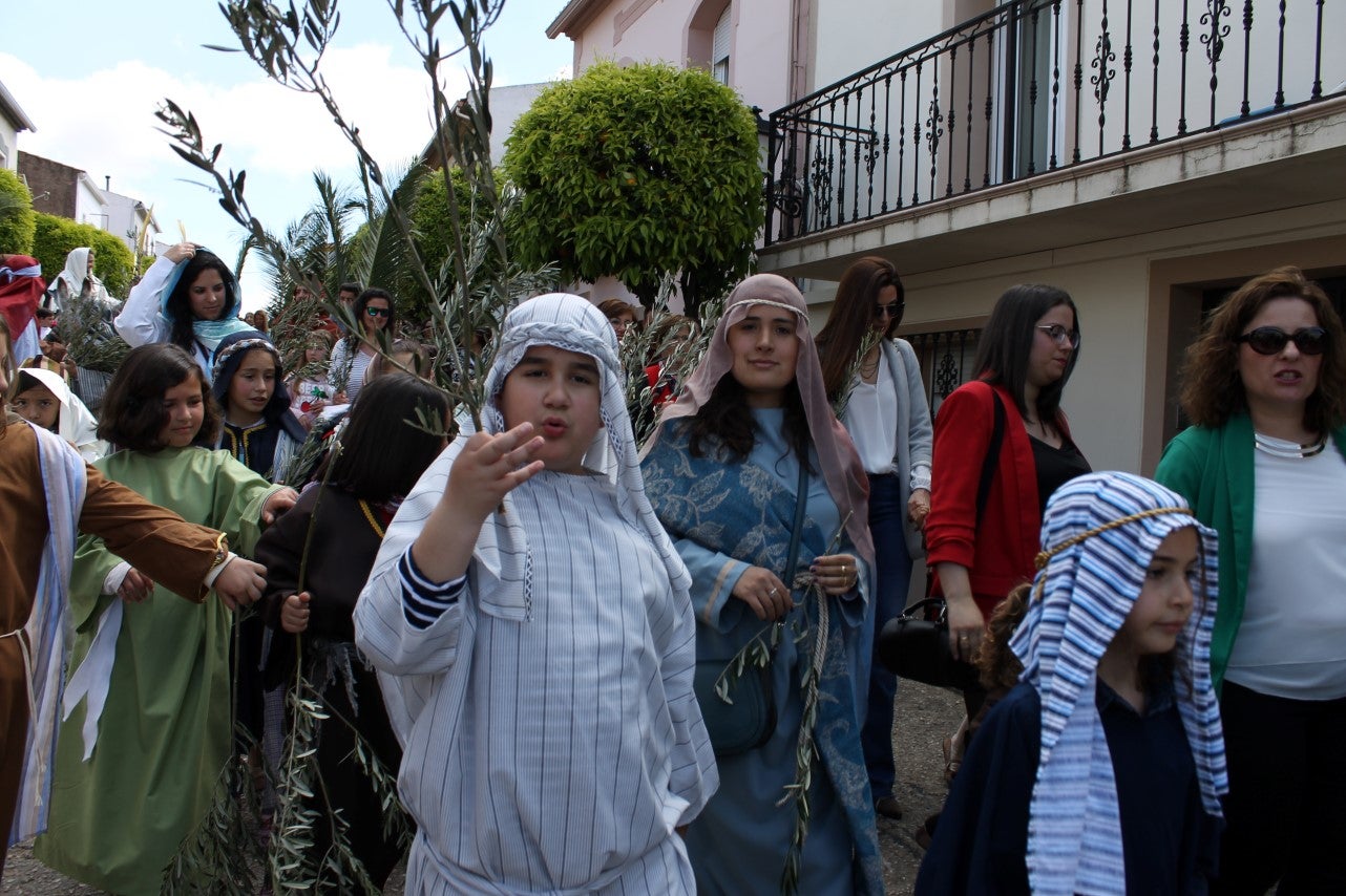 Algunas imágenes del Domingo de Ramos con la procesión de la Burrita como protagonista en el inicio de la Semana Santa en Valverde de Leganés (14-04-2019)