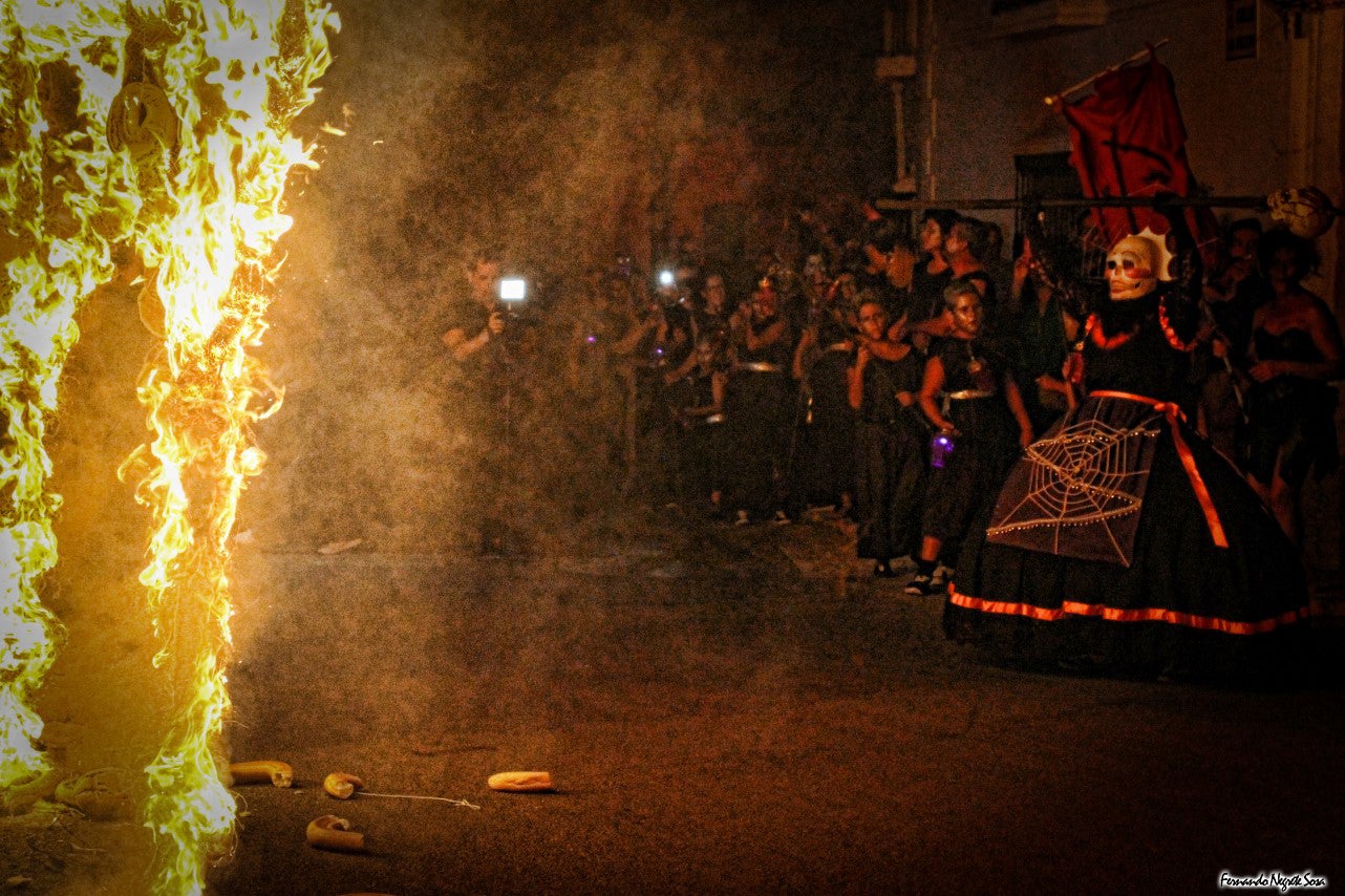 Imágenes del espectáculo de la Fuga de la Diabla celebrado en Valverde de Leganés (17-08-2019)