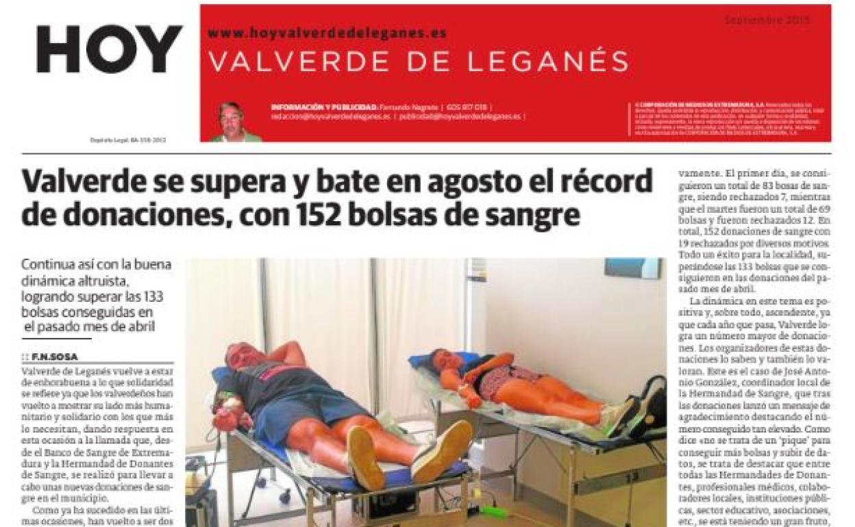 Se publica la edición 96 de HOY Valverde de Leganés