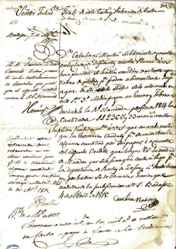 Una de las cartas firmadas por Catalina