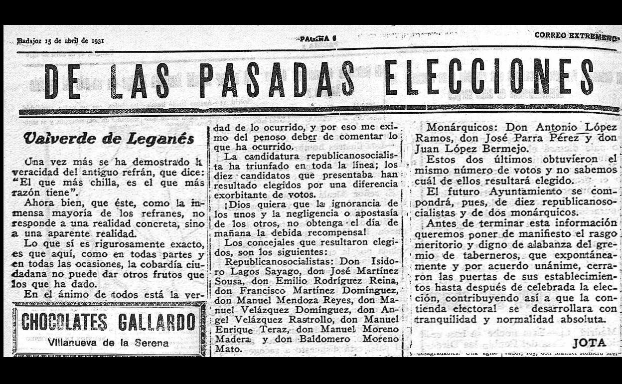 Correo Extremeño, 15 de abril de 1931