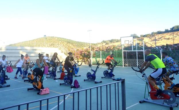 Sesión de spinning al aire libre