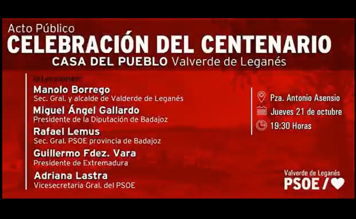 Esta tarde se celebra el Centenario de la Agrupación Local del PSOE
