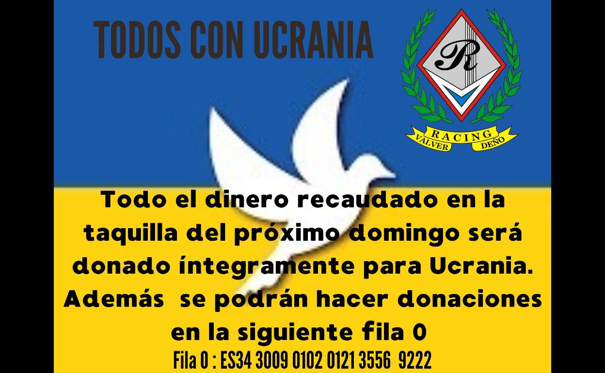 El Racing Valverdeño muestra su apoyo a Ucrania