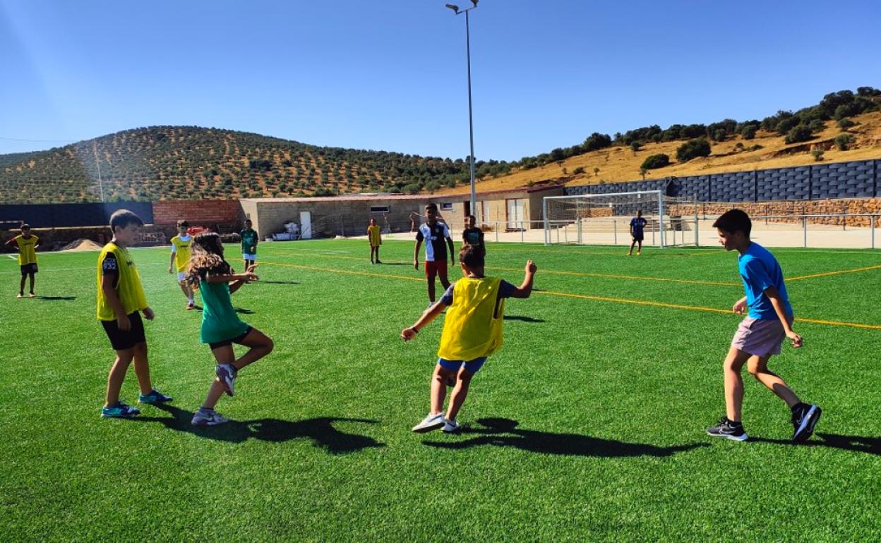 Durante el Campamento Deportivo en Valverde de Leganés