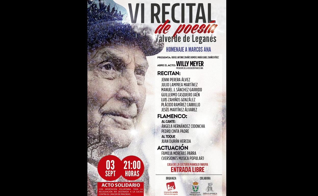 Poesía: El sábado 3 de septiembre se celebrará el VI Recital de Poesía
