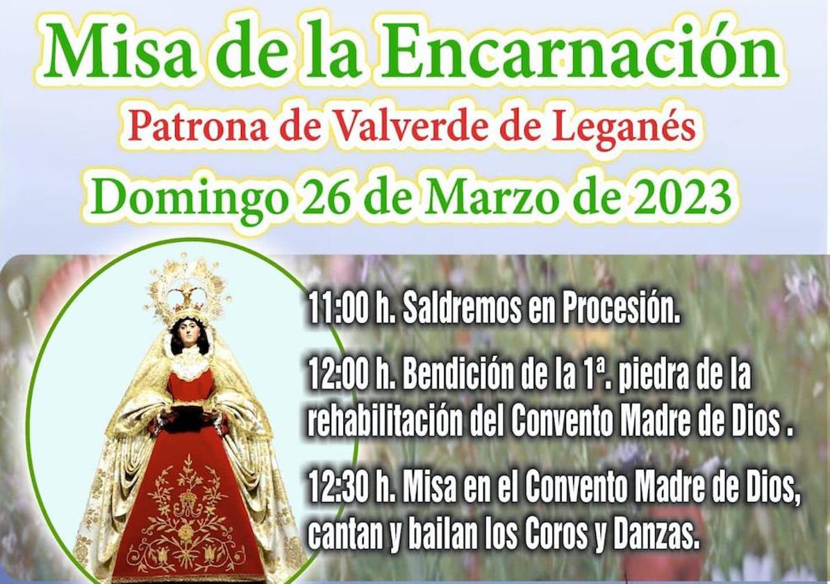 Este domingo se celebrará el Día de la Patrona de Valverde de Leganés, la Virgen de la Encarnación