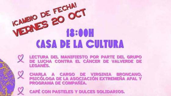 Las previsiones meteorológicas obligan a cambiar el acto del Día Internacional Contra el Cáncer de Mama