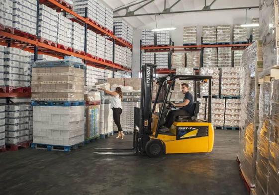 Leche en los almacenes del Banco de Alimentos de Badajoz, en el Nevero, en una imagen de archivo