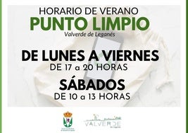 El punto limpio cambia al horario de verano