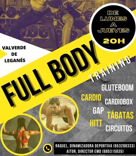 Las clases de full body serán de lunes a jueves a las 20.00 horas