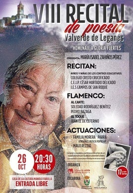 La octava edición del Recital de Poesía será el 26 de octubre