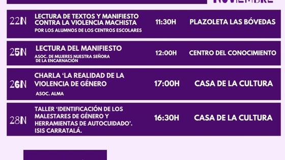 Este viernes comienza la programación para conmemorar el Día mundial de la eliminación de la violencia contra la mujer