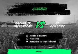 El Racing CP Valverdeño recibe al UD Olivenza esta tarde