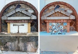 Antes y después de la fuete de la calle Reyes Huertas