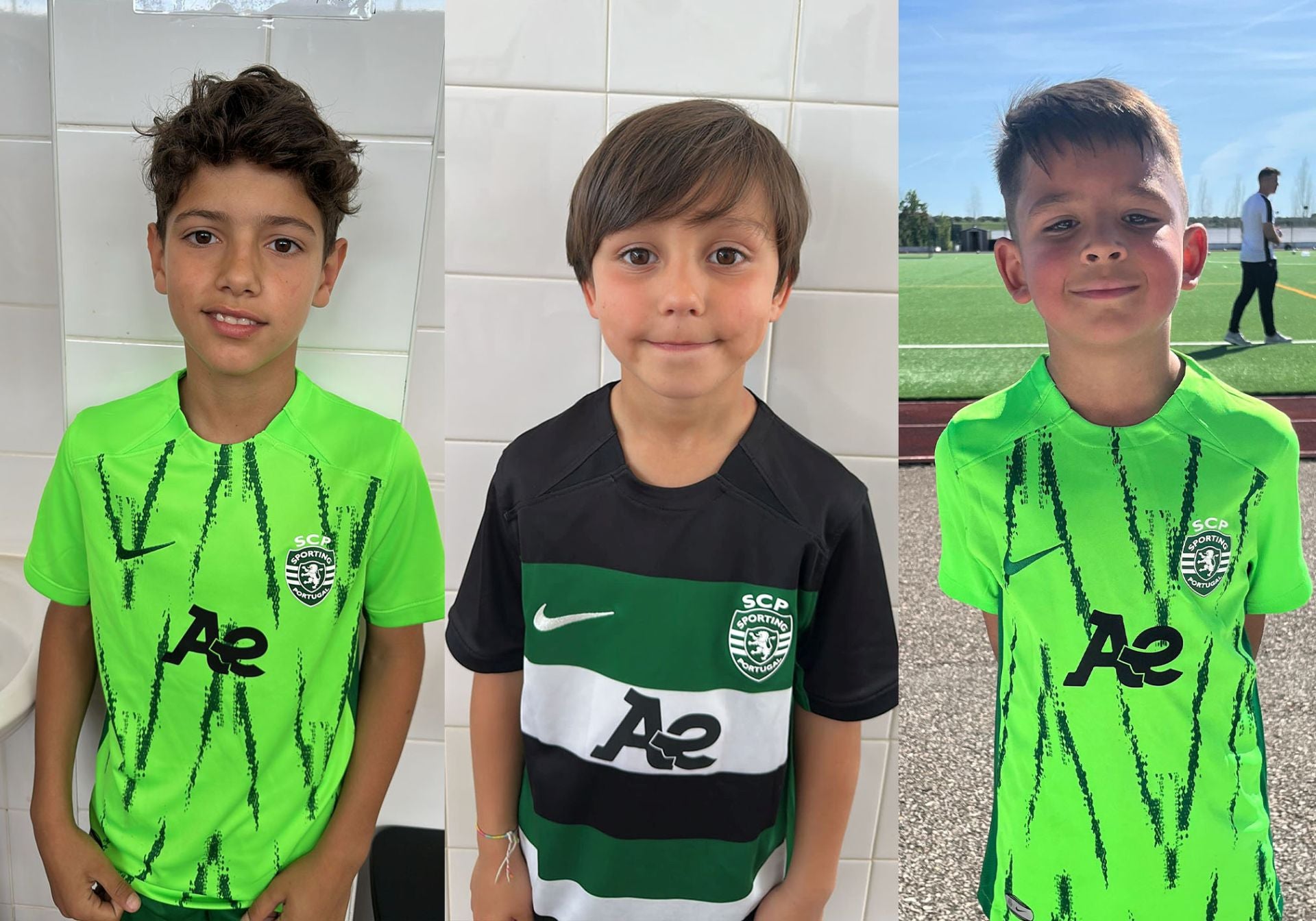 Tres pequeños entrenan con la Academia del Sporting de Portugal