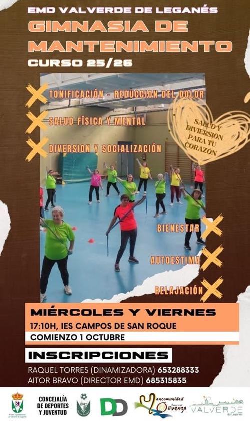 El 1 de octubre comienzan las clases de gimnasia de mantenimiento
