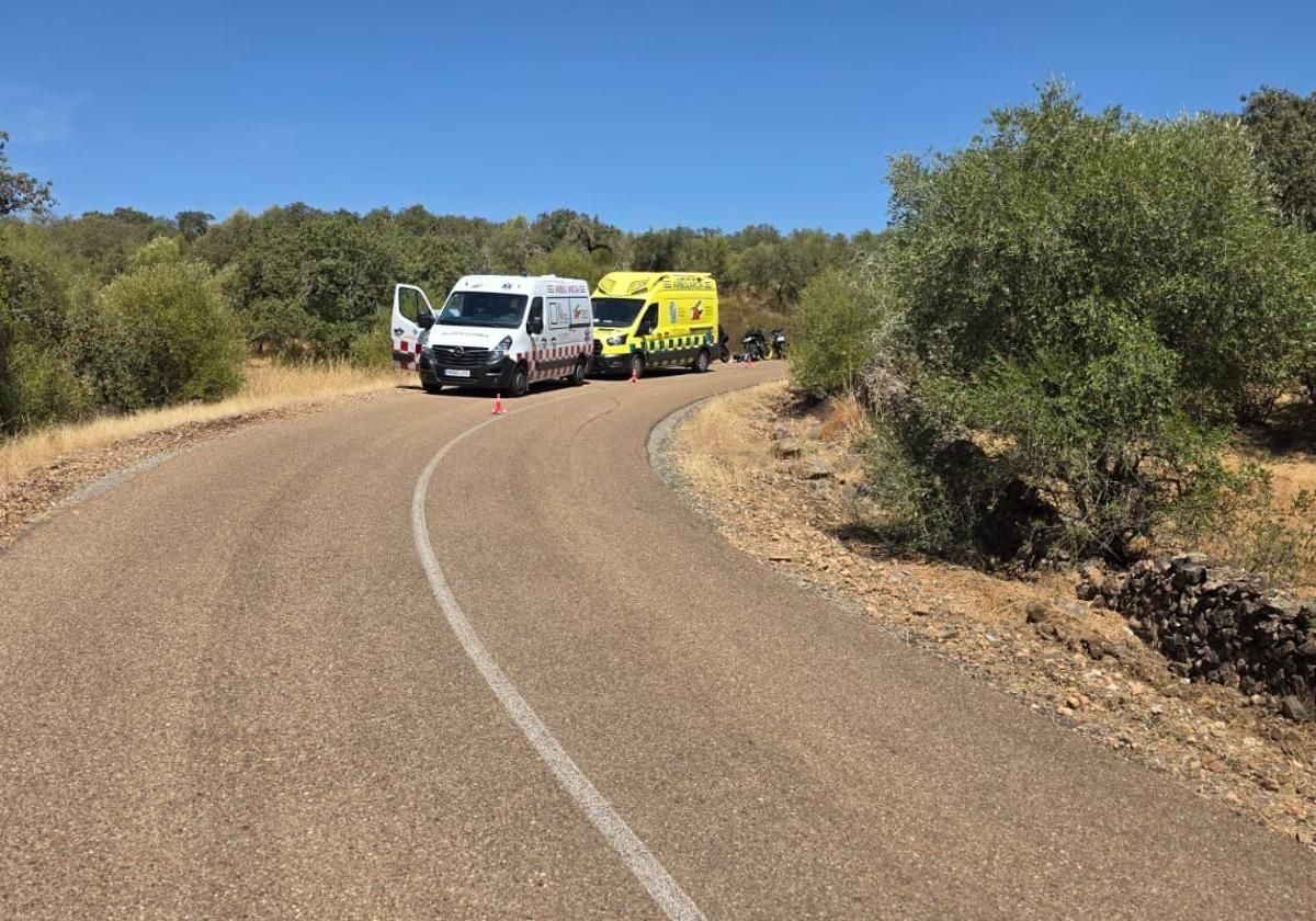 Punto kilométrico 12 de la carretera BA-026, lugar del accidente