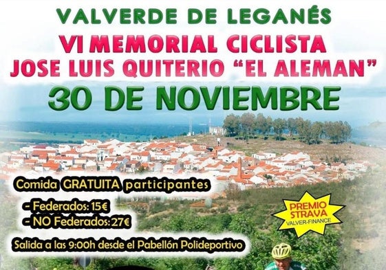 El VI Memorial Ciclista José Luis Quiterio 'El Alemán' será el 30 de noviembre